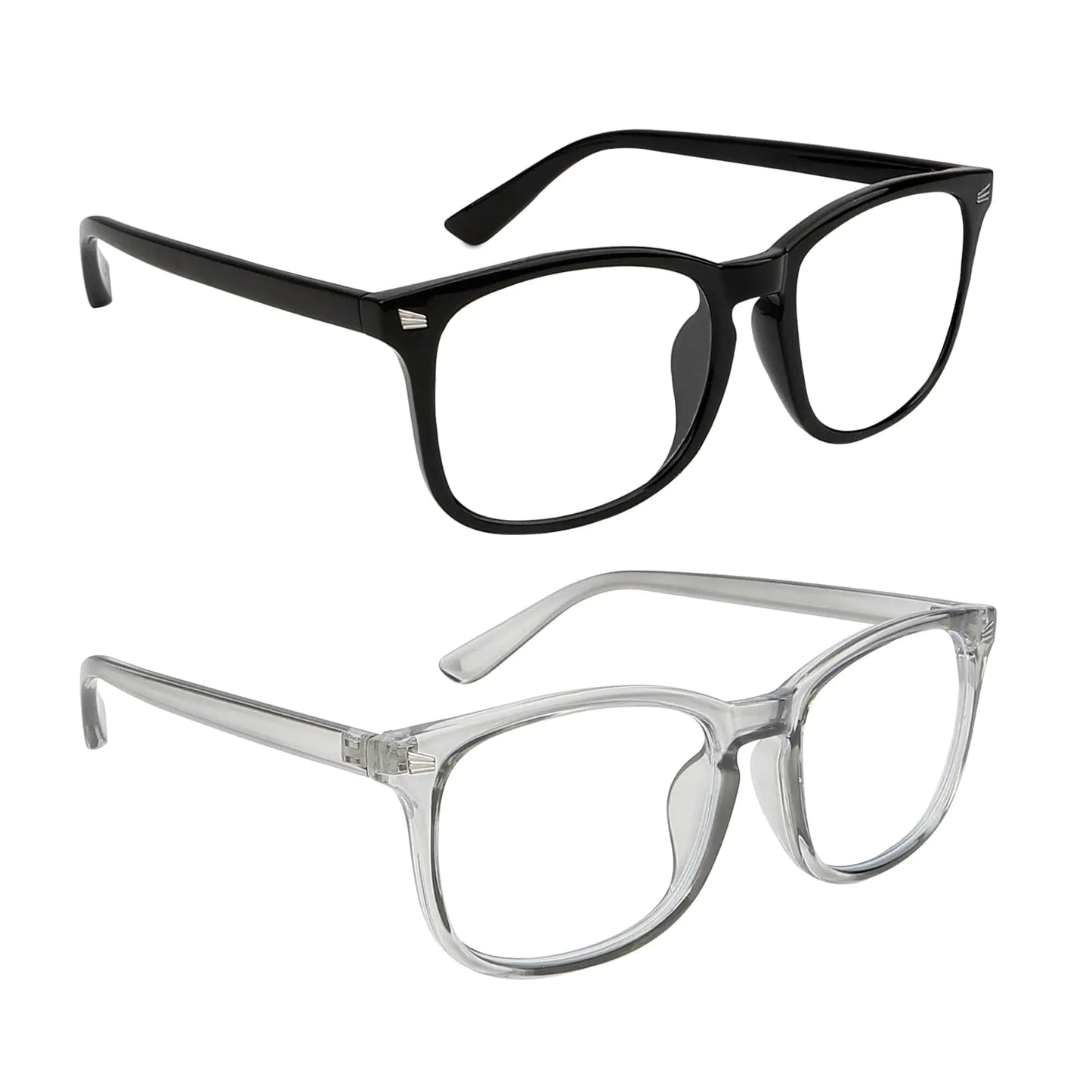 Hisxierng 2Pcs Blue Light Glasses Grey and Black